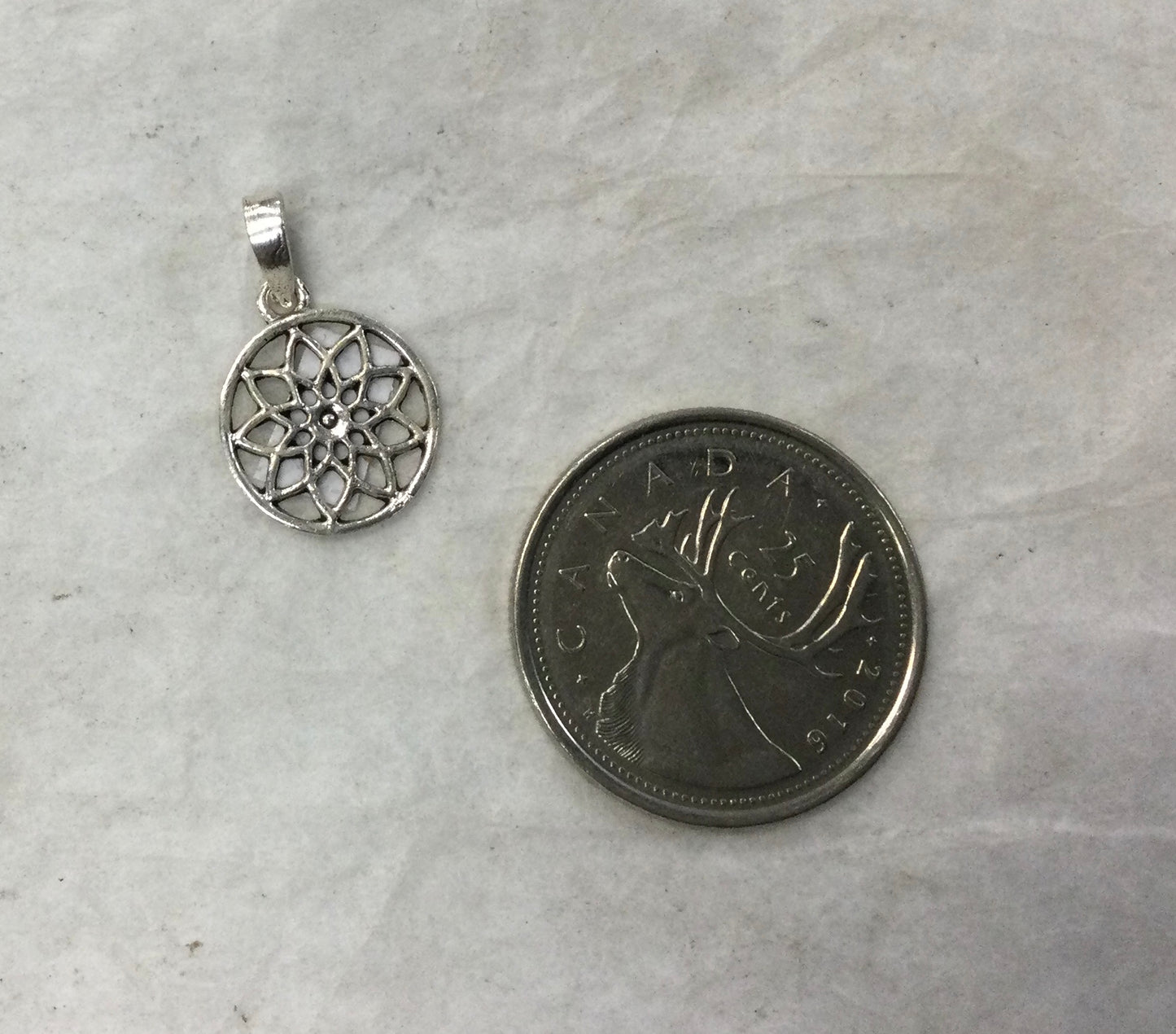 Silver Circle with Flower Pendant