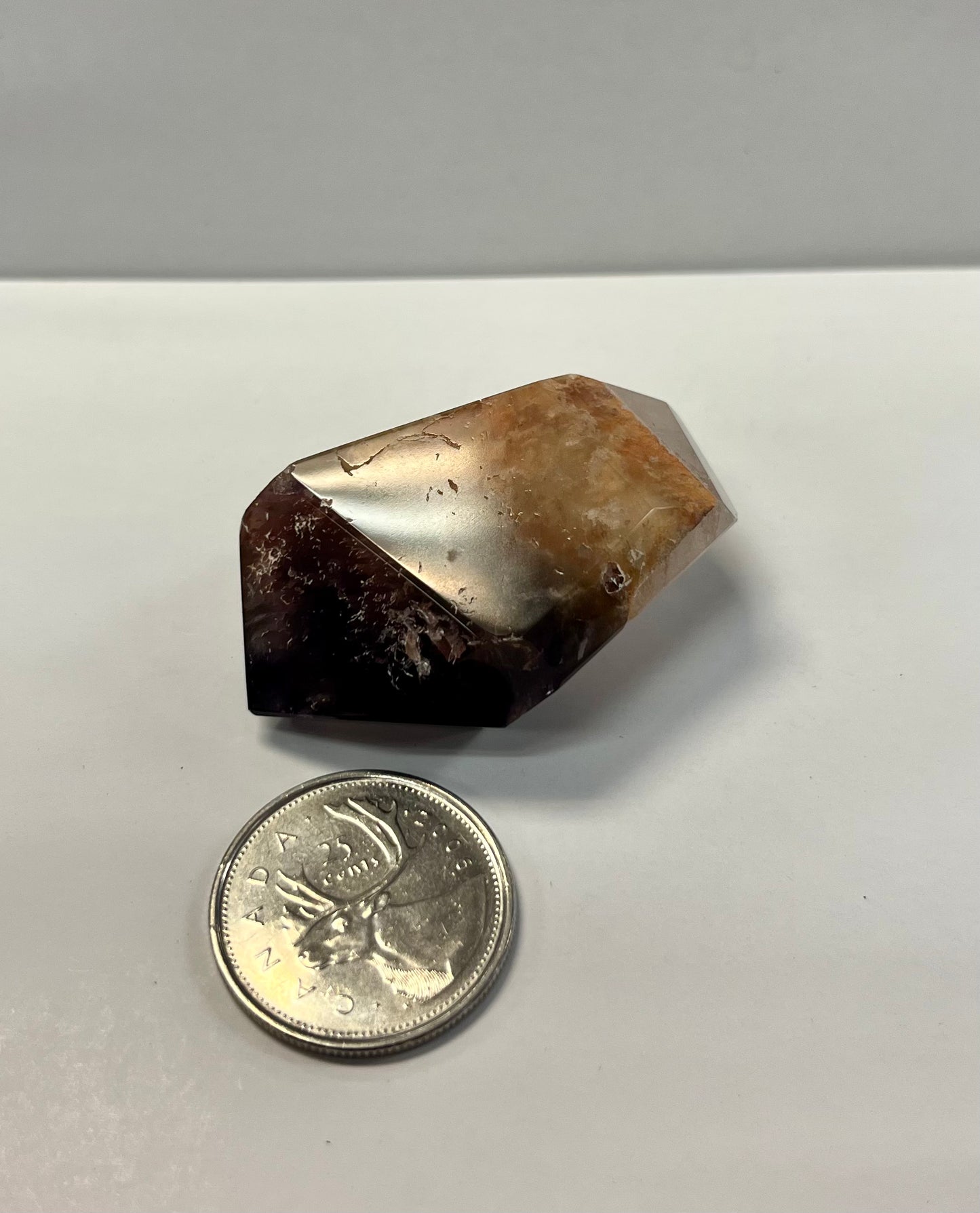 High Grade Faceted Cacoxenite Amethyst Point (Red Top from North Bay, ON)
