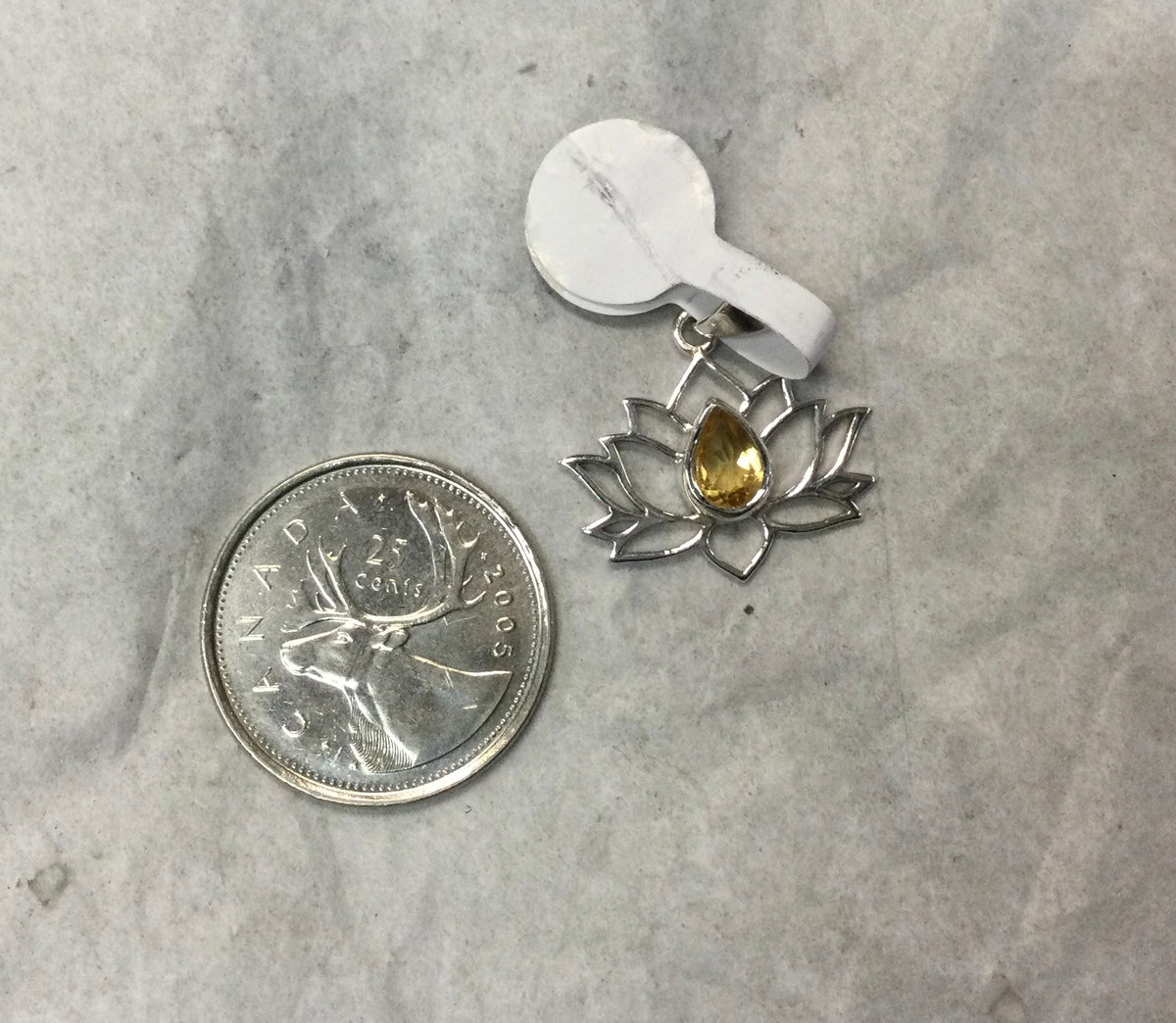 Gemstone Silver Lotus Pendant