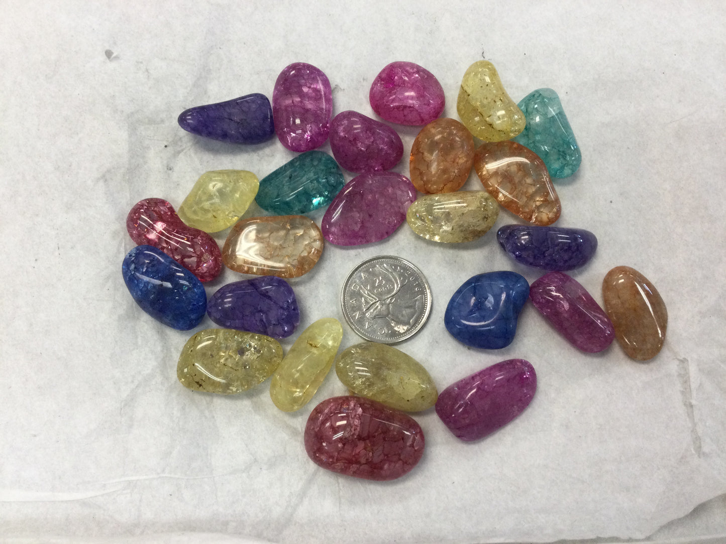 Dyed Crackle Quartz, Tumbled