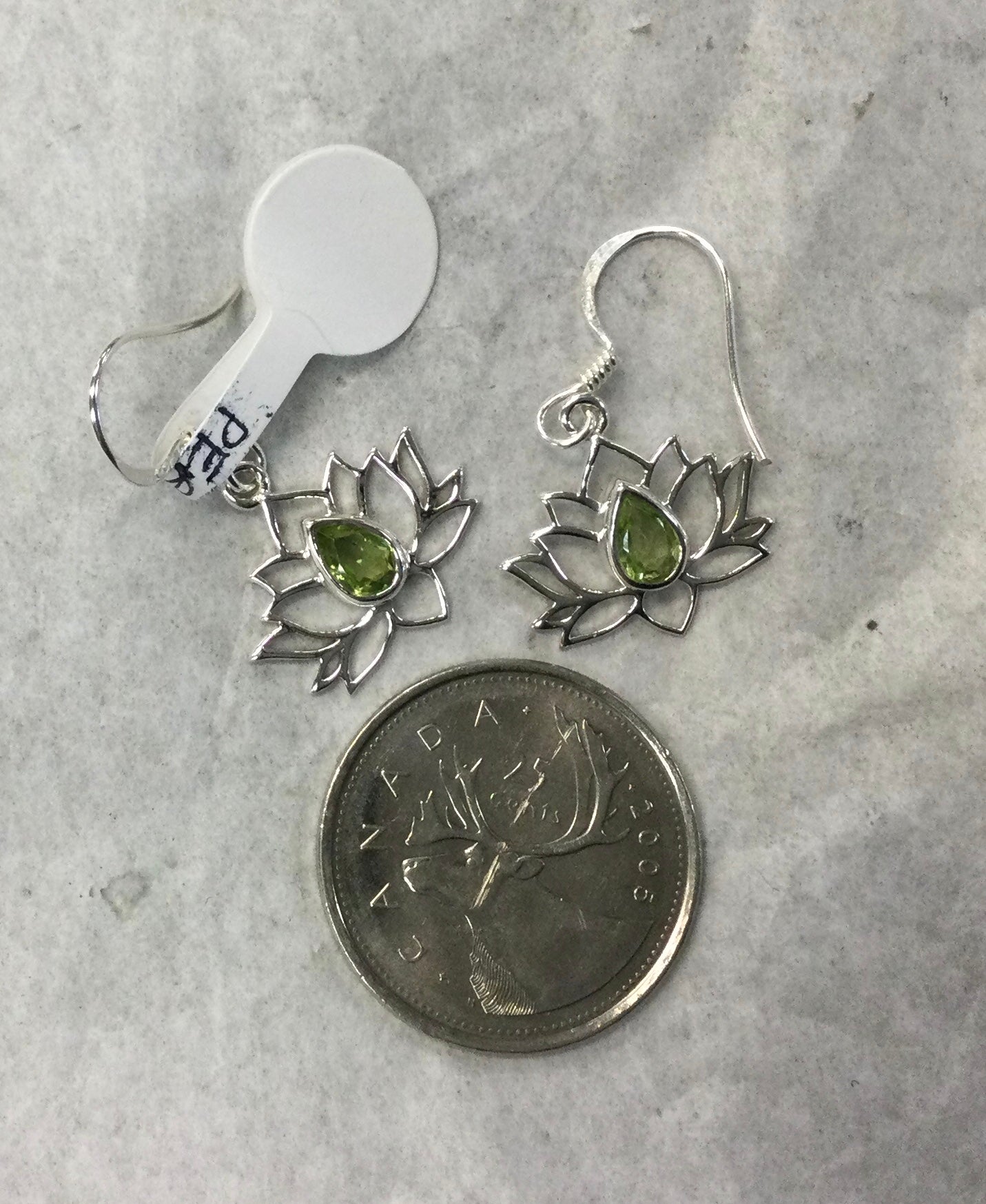 Gemstone Lotus Flower Dangle Earrings