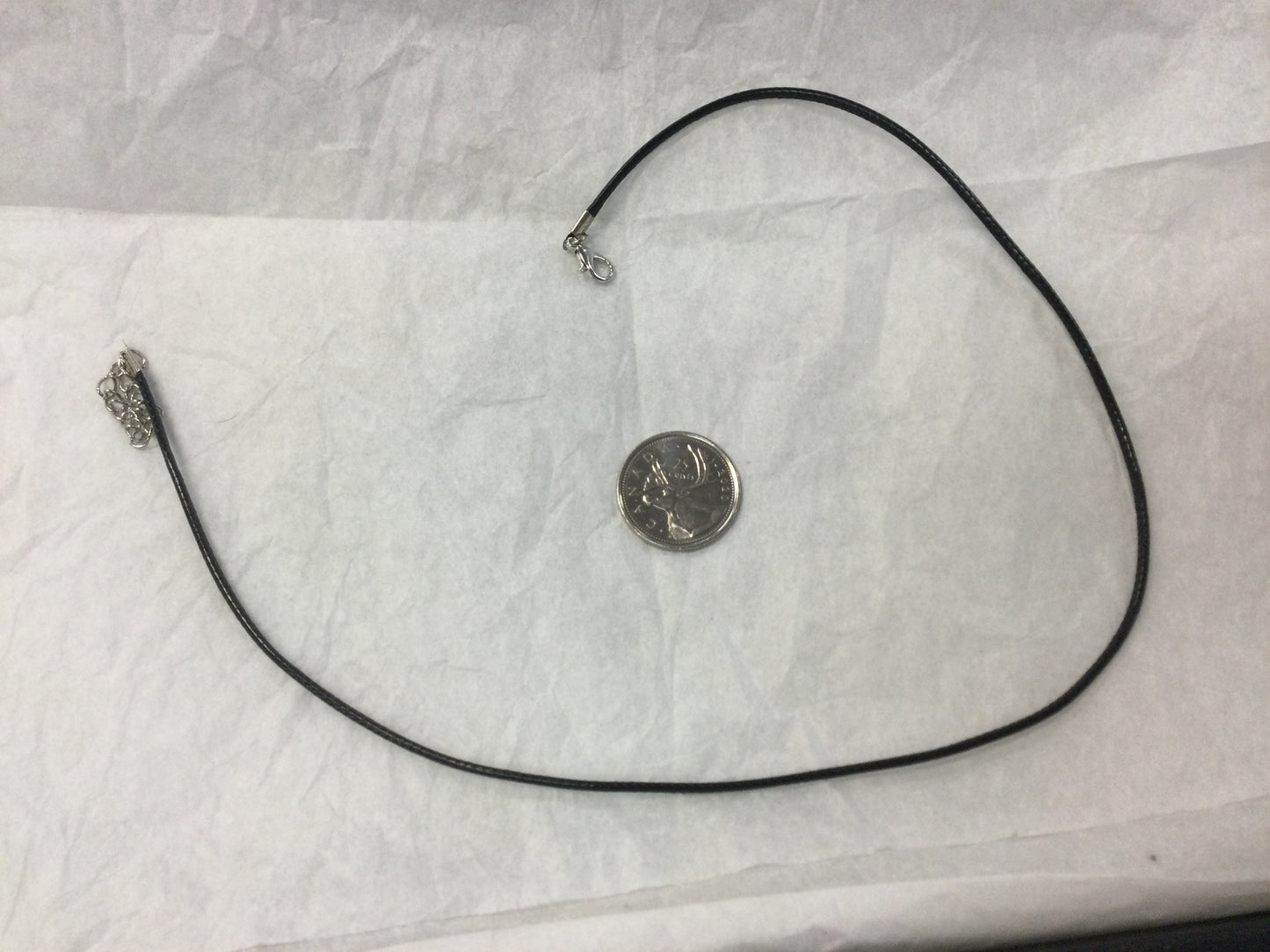 Faux Leather Black Cord Necklace with Clasp