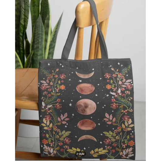 Moon & Flowers Tote Bag