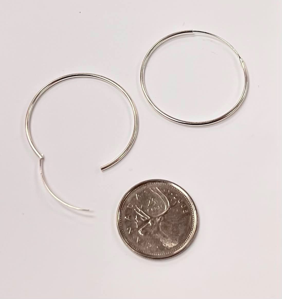 35mm Silver Hoop Earring Simple