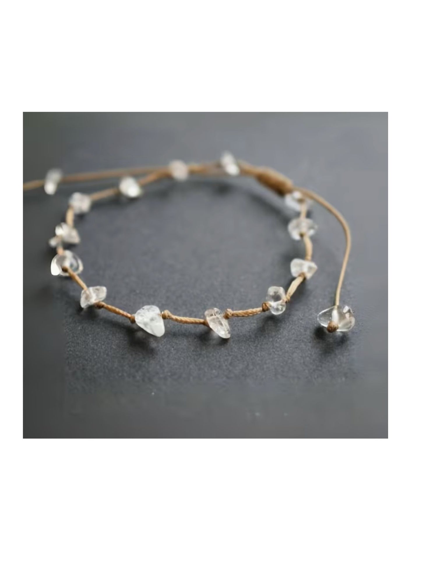 Clear Quartz Anklet On Cord