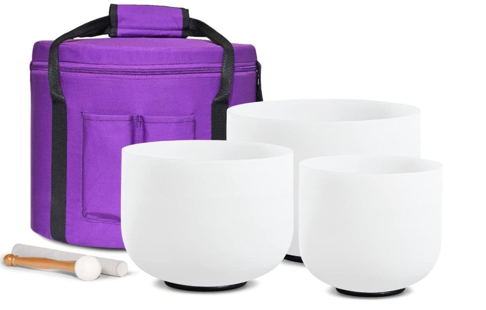 Crystal Singing Bowl Set (3pc) w/ Carrier