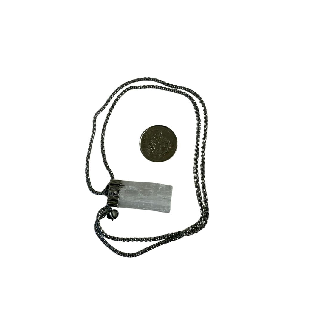 Selenite Pendant On Box Chain