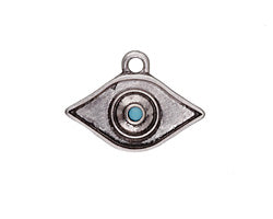 Antique Silver (plated) Evil Eye w/ Resin Turquoise Focal Charm