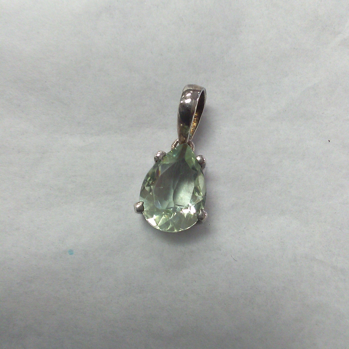 Prazolite faceted teardrop pendant