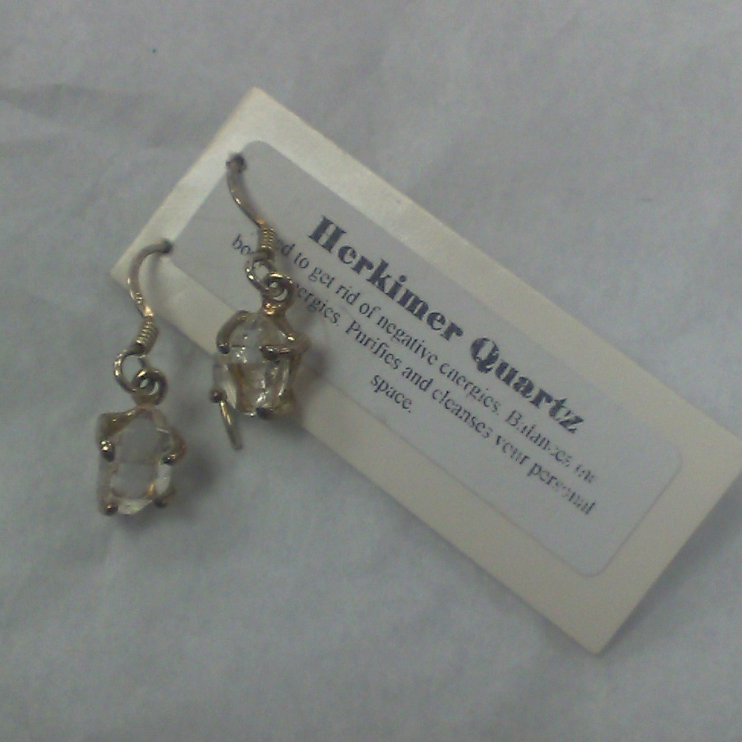 Small hanging faceted Herkimer Diamond Earrings