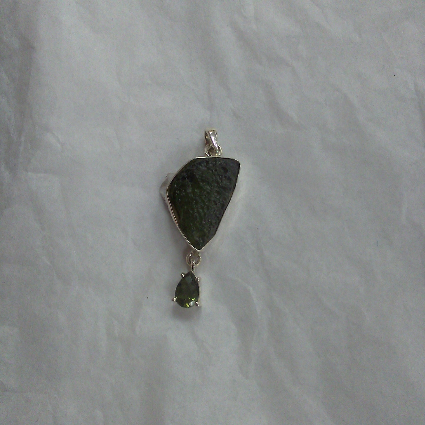 Moldavite Pendant with Smaller Attachment