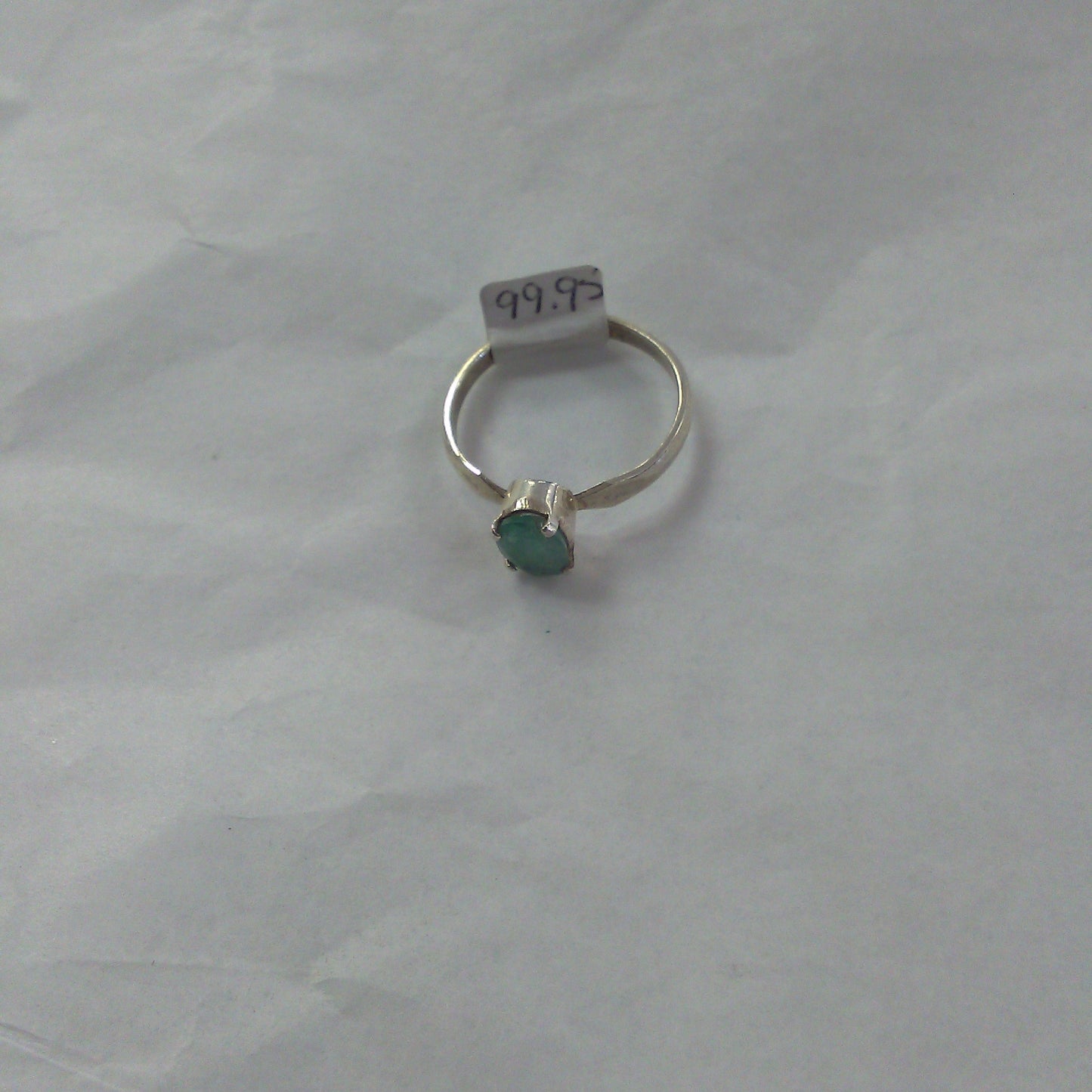 Emerald Ring (Set in Silver Band) - Sizes 5-6.5