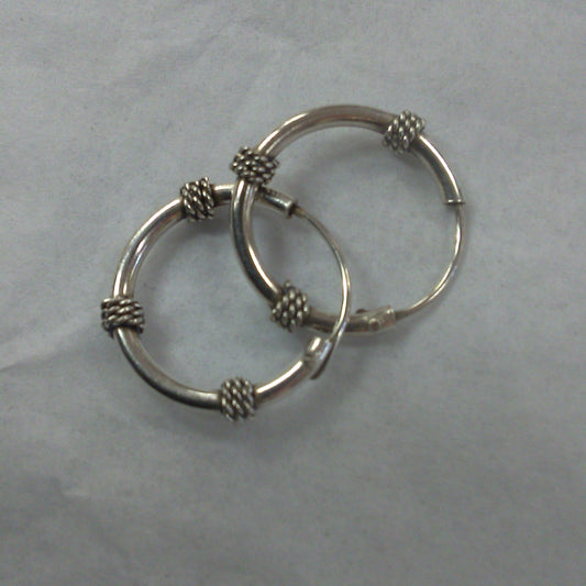Small Sleeper Hoop Earrings with Knot Design 15mm
