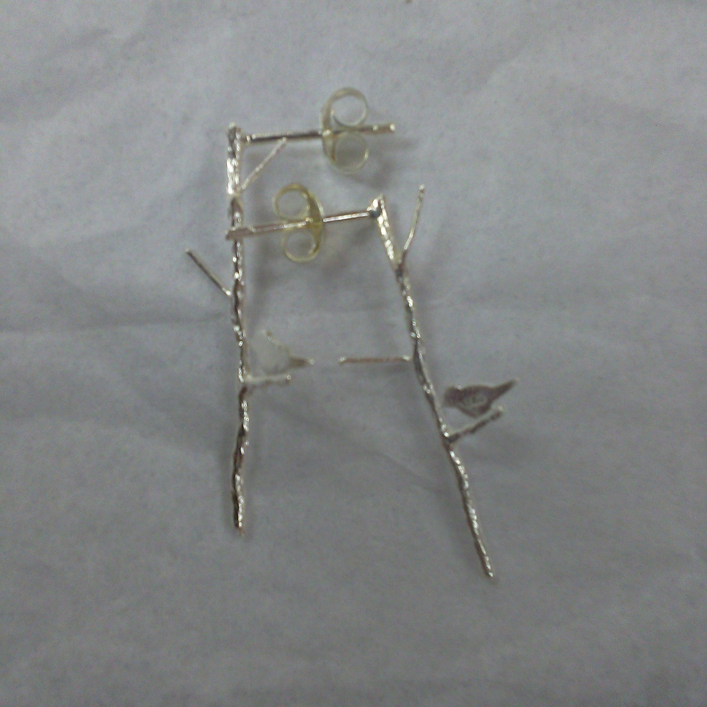 Silver Birds on Branch Earrings