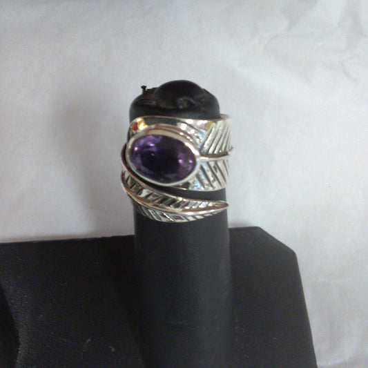 Unique Oval Amethyst Ring (Size 6)