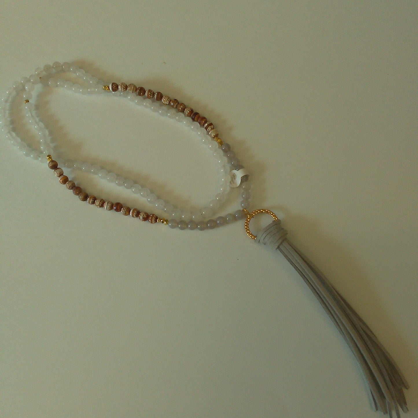 Quartz Mala with Grey Tassle