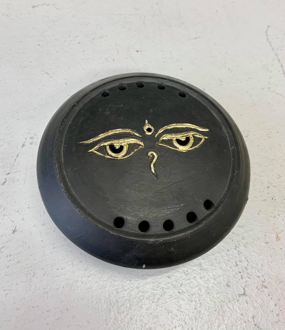 Buddha Eyes Ceramic Rope Incense Holder