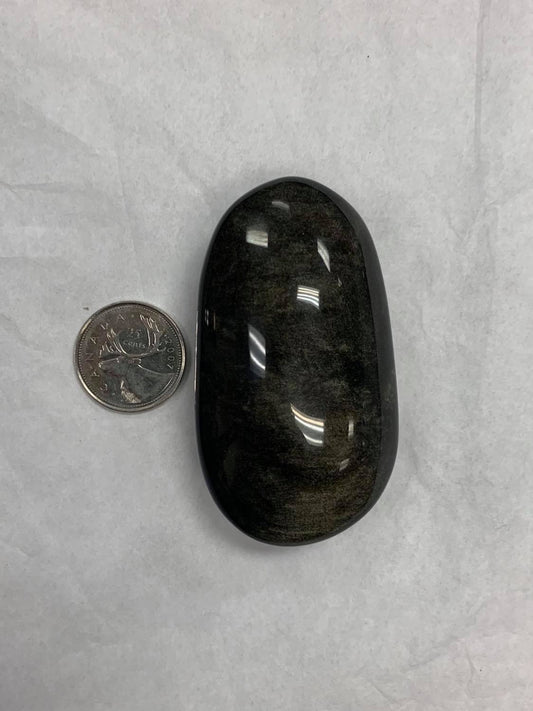 Gold Sheen Obsidian Palm Stone (large)