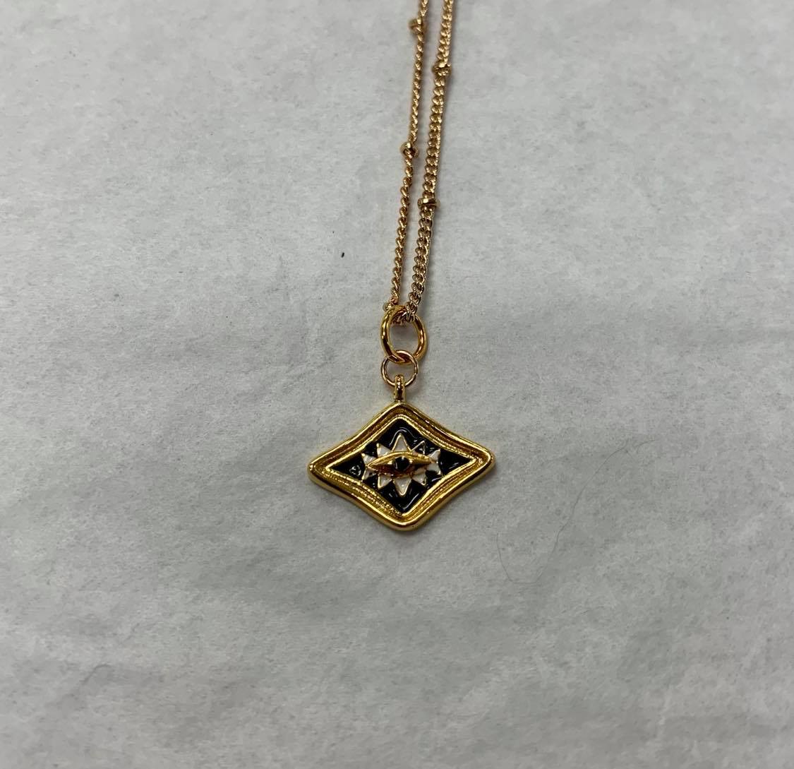 Handcrafted Small Evil Eye on Gold Plated Chain