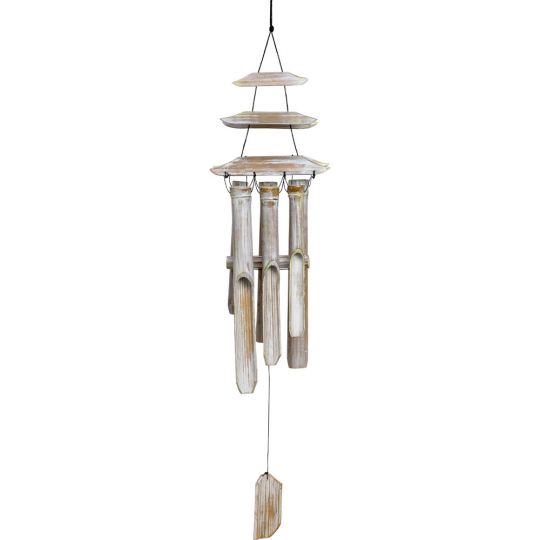 Bamboo Windchime White Washed Pagoda