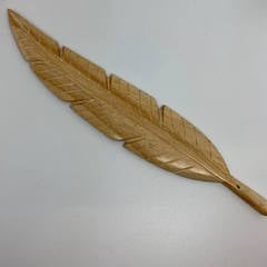 Carved Feather Incense Holder, wood