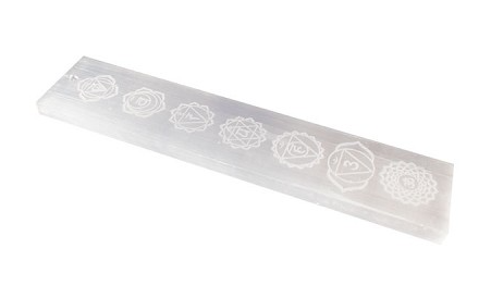 Selenite Incense Holder w/ Chakra Carvings