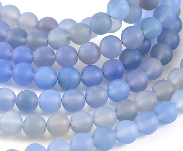 Matte Ice Blue Round 8mm  15-16" Strand