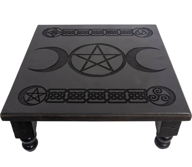 Wooden Triple Moon Altar Table