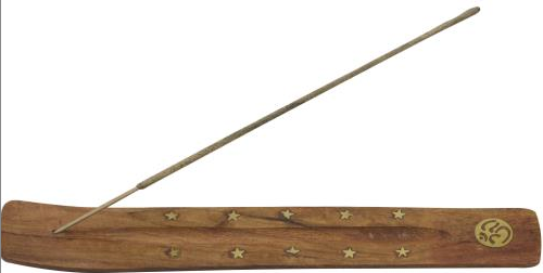 Wooden Incense Holder w/ Brass Inlay Design