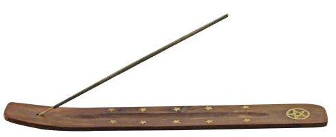 Wooden Incense Holder w/ Brass Inlay Design