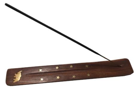 Wooden Incense Holder w/ Brass Inlay Design