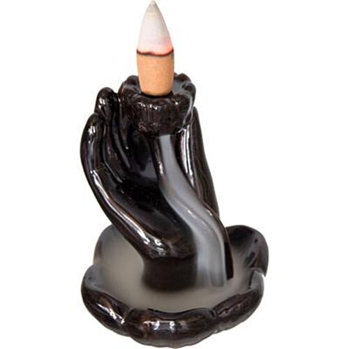 Ceramic Backflow Incense Holder/ Mudra Hand/Lily