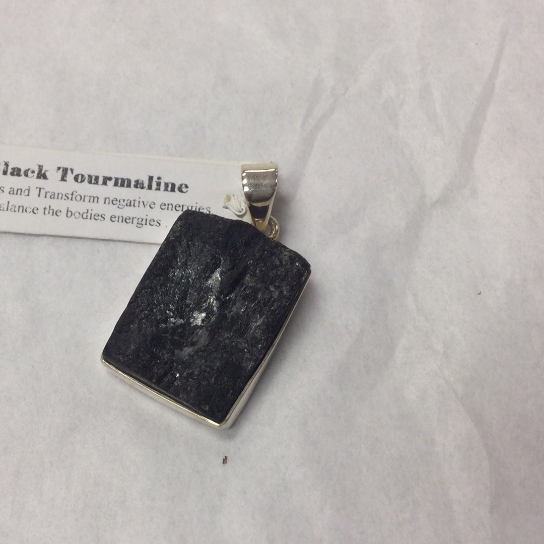 Tourmaline Rough Rectangular Pendant