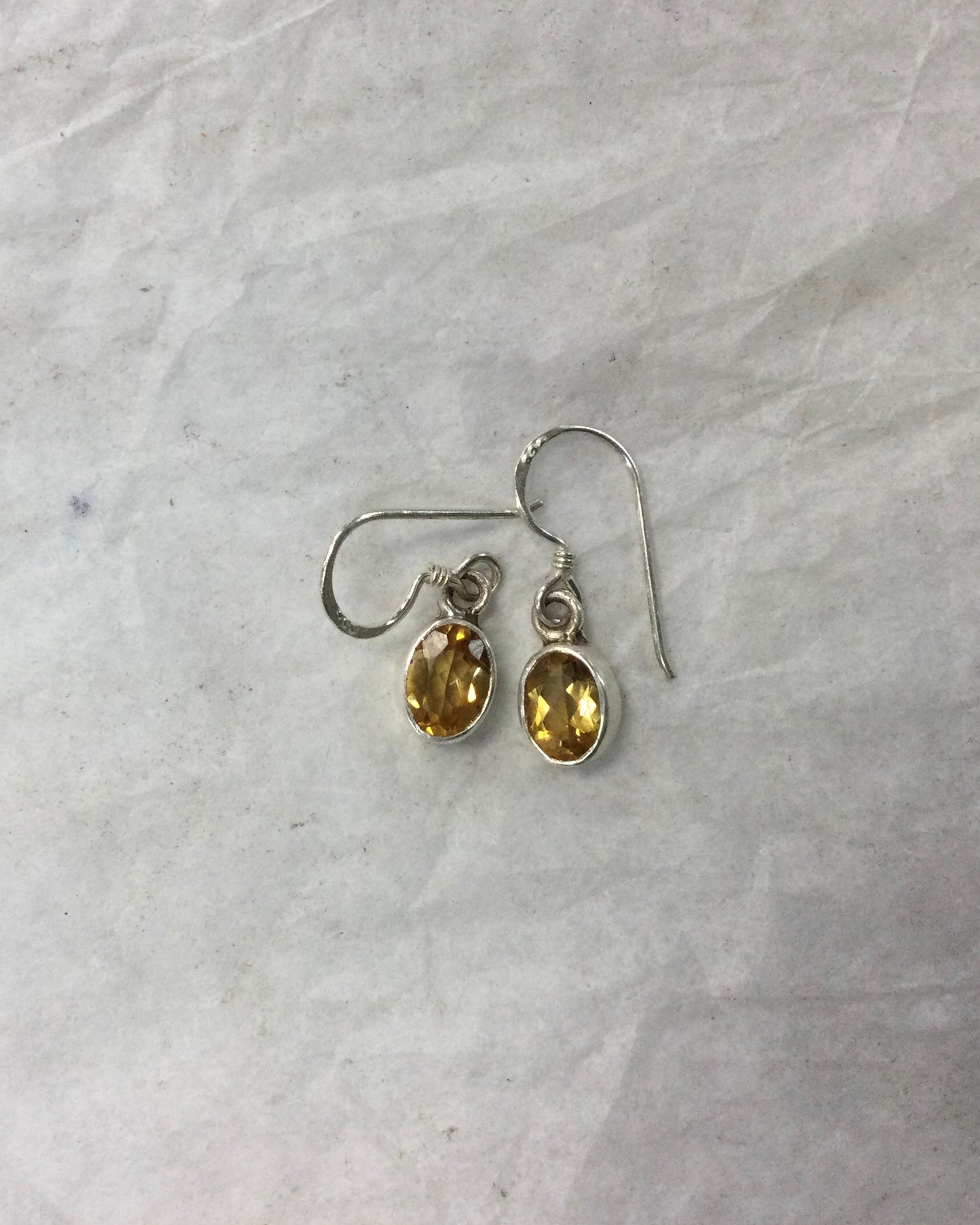 Silver Oval Gemstone Hook Earrings