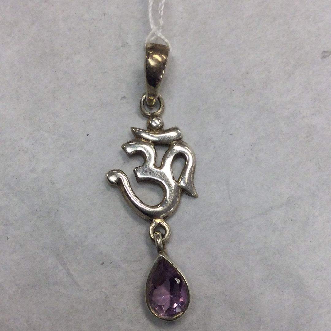 Ohm Pendant w drop Amethyst