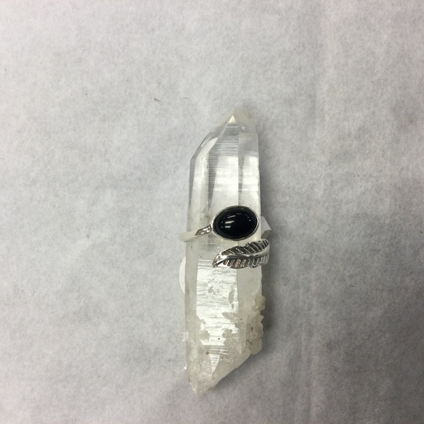 Silver Wrap Around Leaf Ring with Oval Stone