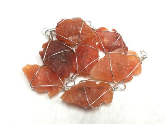 Wire-Wrapped Arrowhead Pendant (Carnelian)