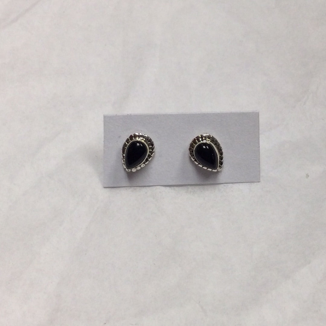 Teardrop Shaped Sterling Silver Crystal Stud Earrings