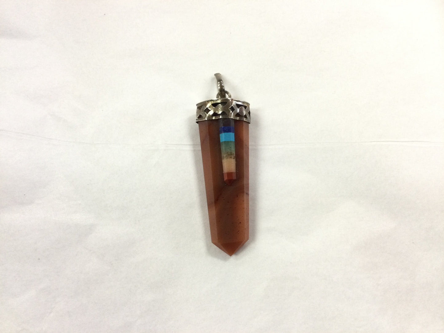 Assorted Gemstone Pendant w/ Chakra Colours in Centre
