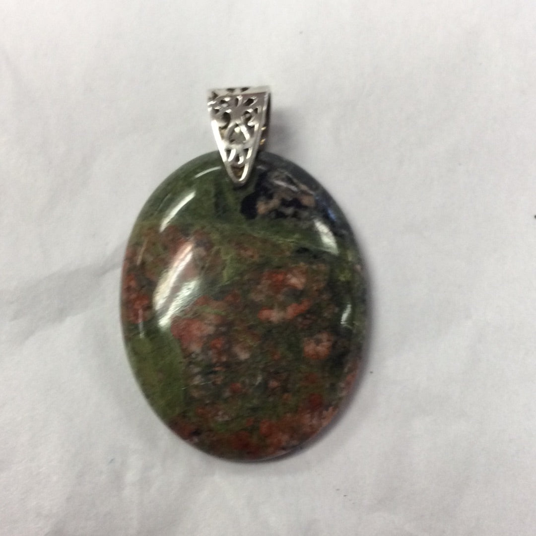 Large Oval Unakite Pendant