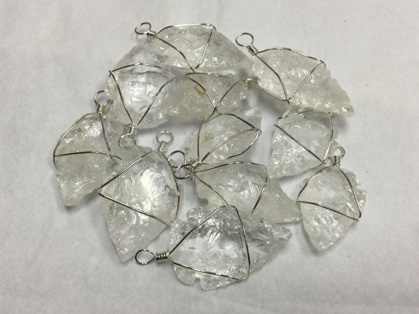 Wire-Wrapped Arrowhead Pendant (Clear Quartz)