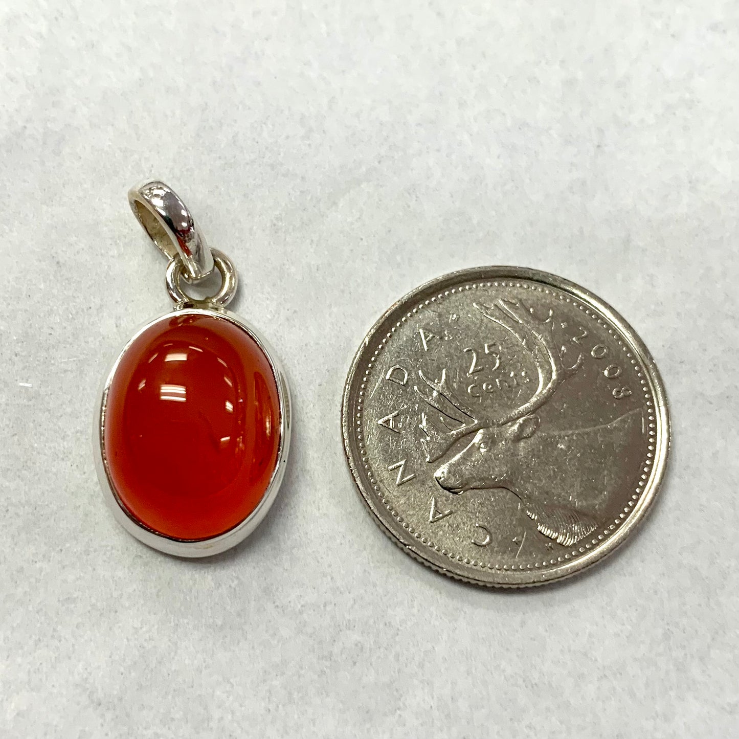 Large Oval Carnelian Pendant in Silver