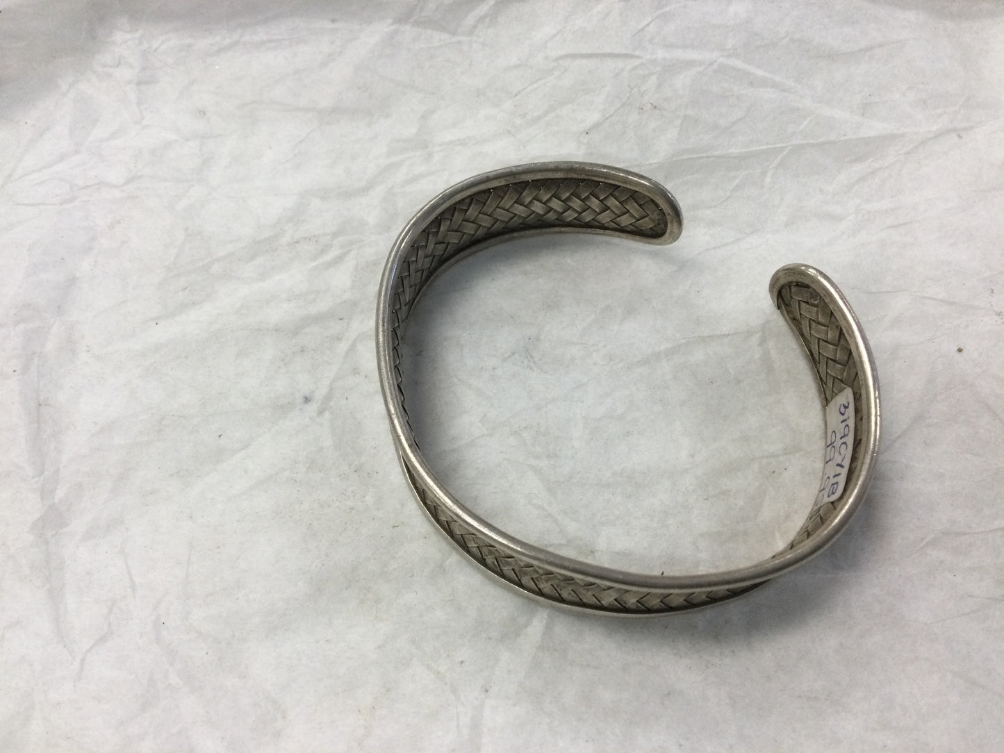 Silver Cuff Wide Bracelet with Braid Design