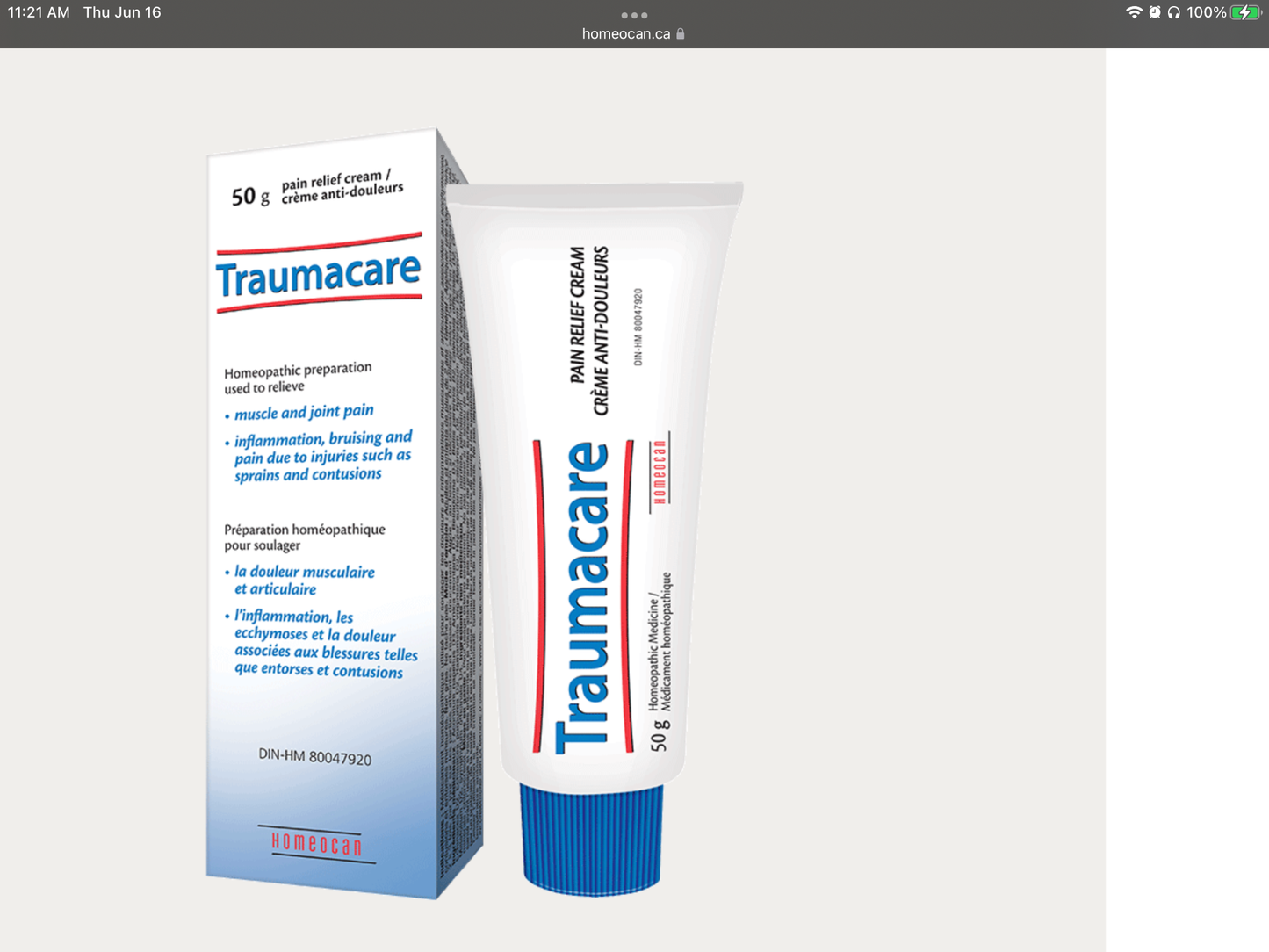 Homeocan Traumacare Pain Relief Cream