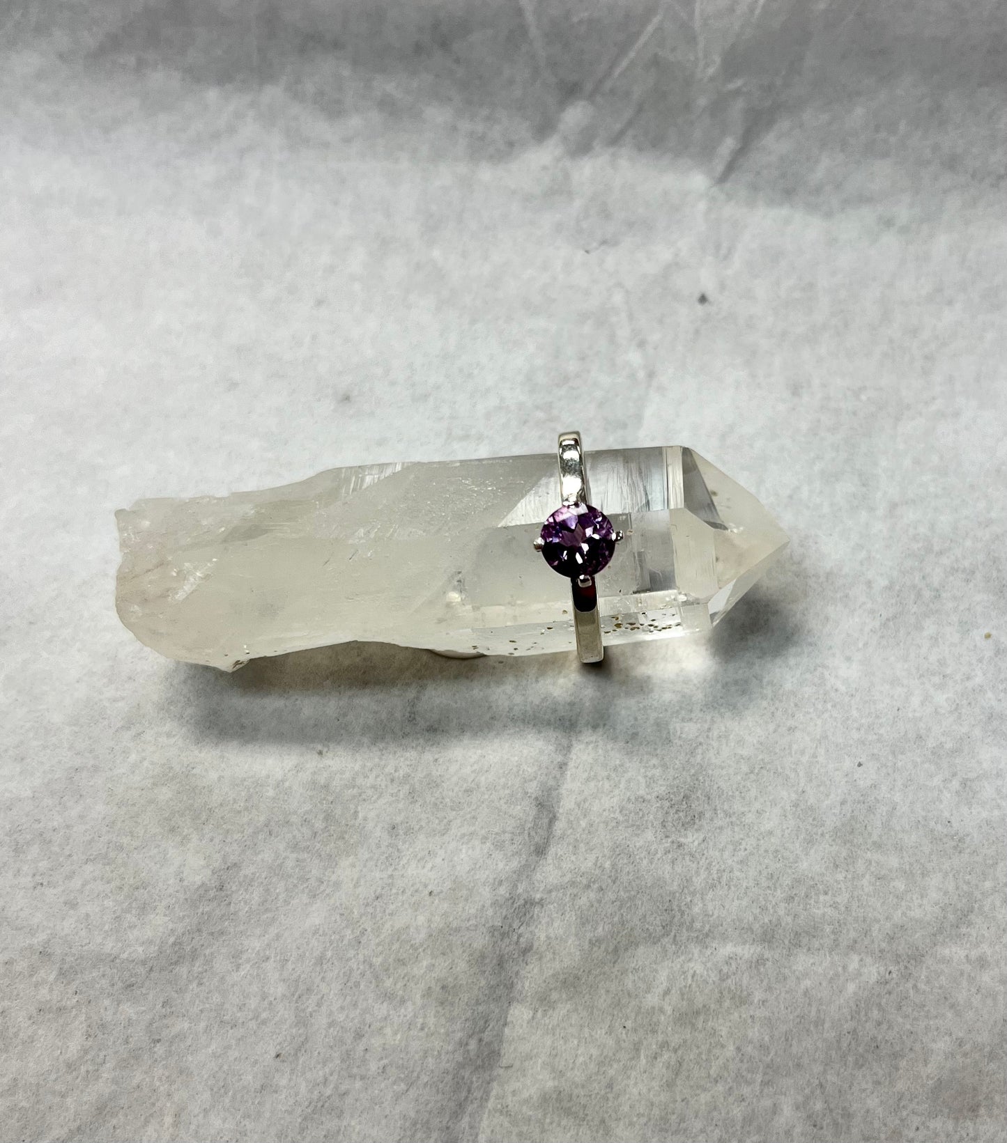 Silver Raised Gemstone Ring with Flat Sides