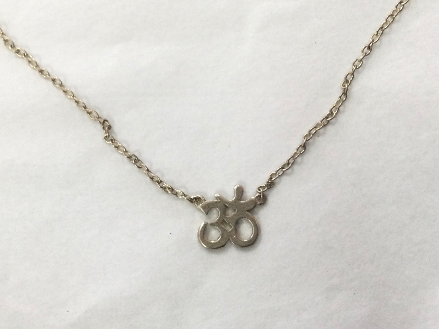 Necklace, Silver Plated, Om