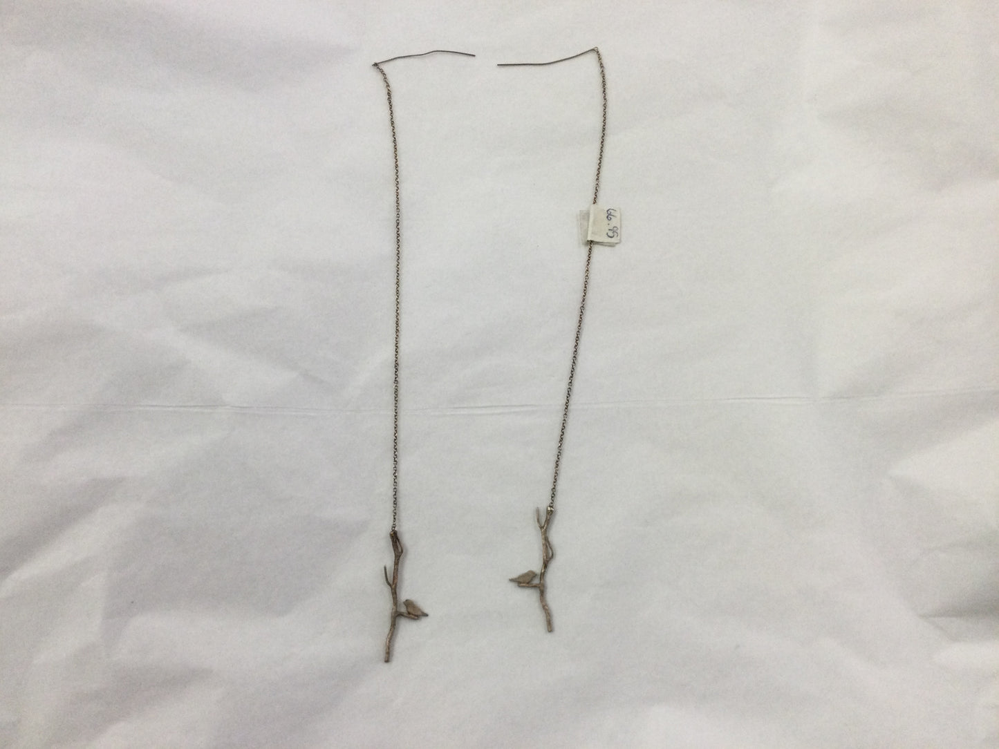 Delicate Bird on a Branch Chain Earrings