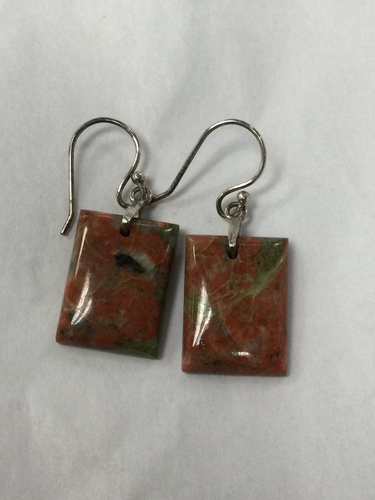 Unakite earrings, square