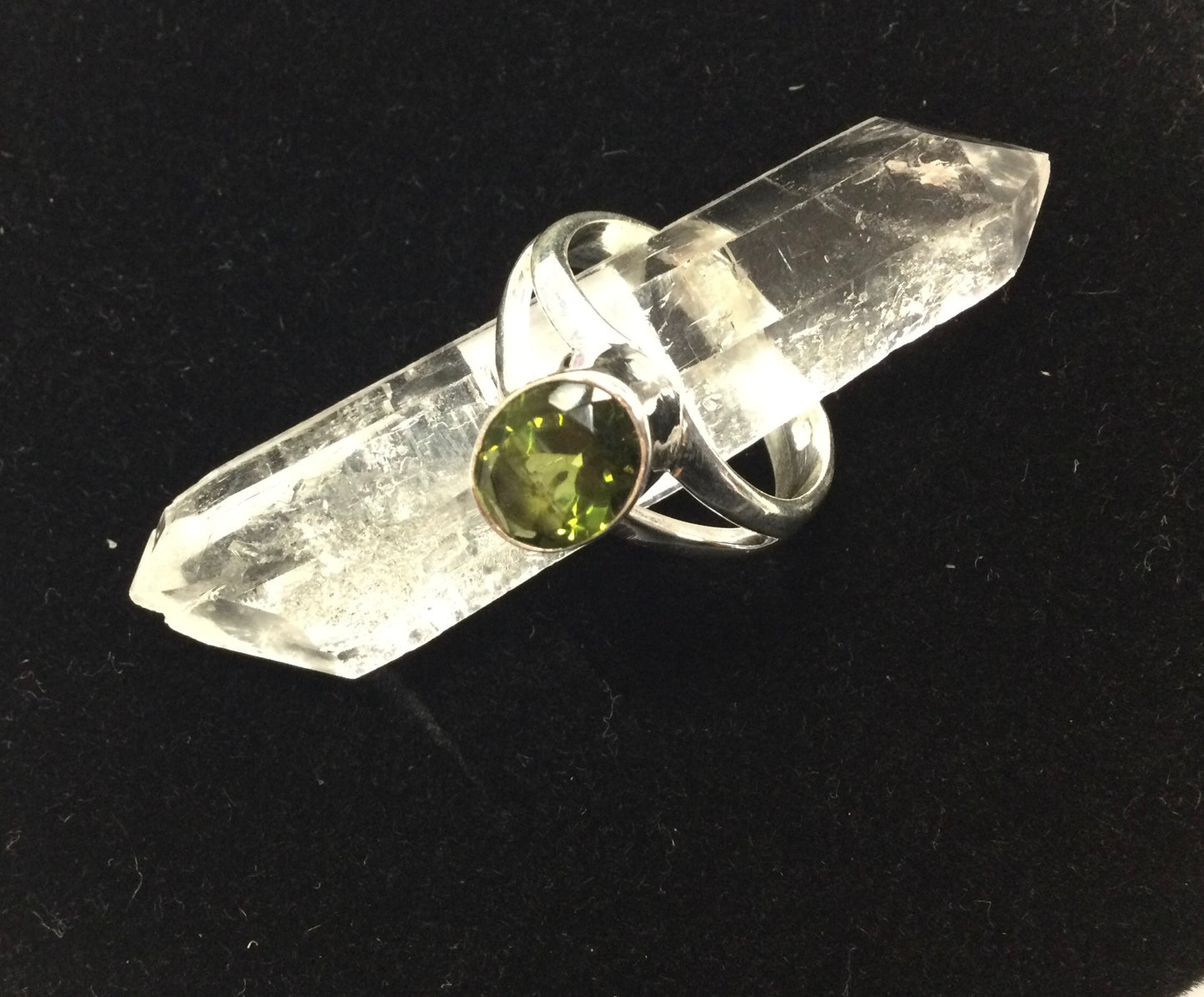 Moldavite Oval Silver Ring