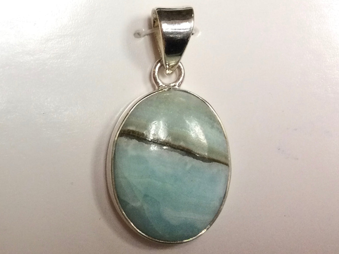 Blue Aragonite Pendant - Oval